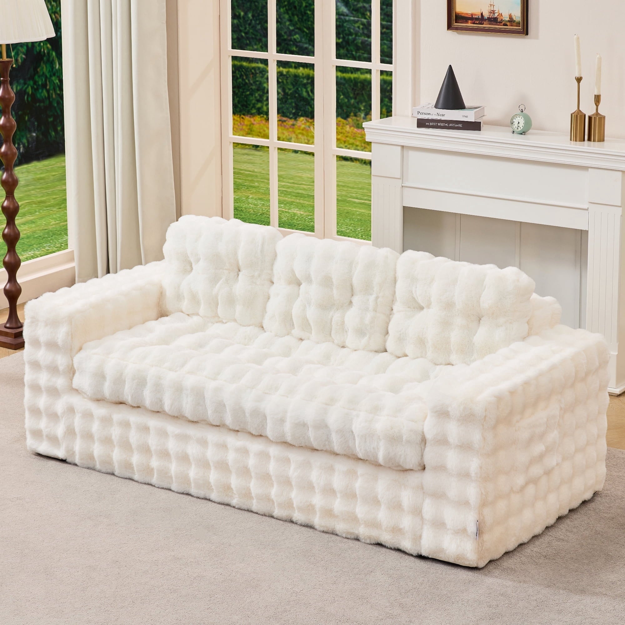 Hobestluk 3-Seater Sofa Boneless Couch with Tufted Button Design 2 in 1 Comfy Cloud Couch Oversized Sofa for Living Room Bedroom Apartment or Office (Grey, 3 Seater)