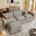 Homall 3-seat L-shaped Cloud Couch Sectional Sofa with reversible toffee chair Movable Footrest Sofa, Gray