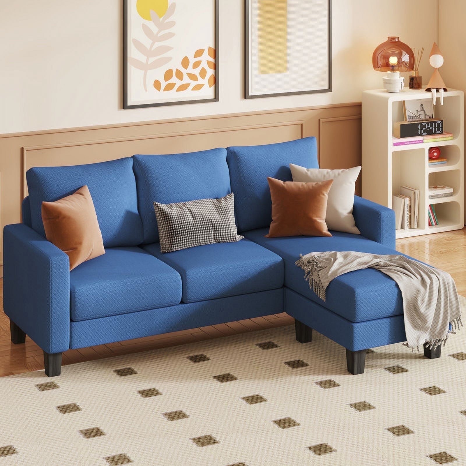 Homall Convertible Sectional Sofa Couch, Modern Linen Fabric L-Shaped Couch 3-Seat Sofa Sectional with Reversible Chaise for Small Living Room, Apartment and Small Space, Light Gray