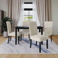 Home Design Guymon 5-Piece Dining Set with 1 Rectangular Table and 4 Slat-Back Cushioned Chairs, Black/Light Beige, Modern Style, Space-Saving