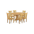 HomeStock 7 Pc Dining Set with A Kitchen Table and 6 Wood Seat Kitchen Chairs in Oak, Modern Dining Table Set for Dining Rooms