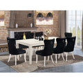 9 Piece Dinette Set - Linen White Table & Chairs - Modern Kitchen Dining Room Set