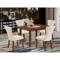 5-Piece Dinette Set - Solid Wood Dining Table & 4 Parson Chairs - Butterfly Leaf Table - Mahogany Finish