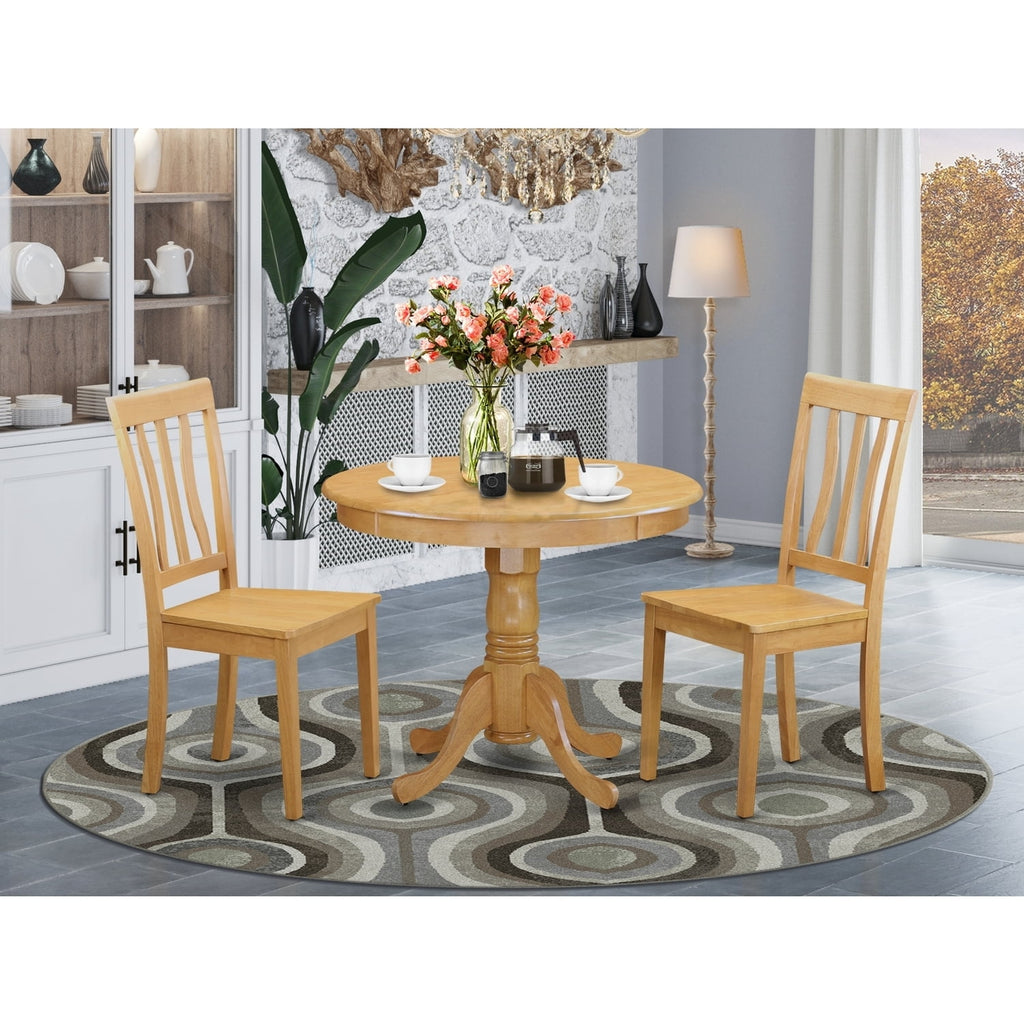 Retro Dining Set 3-Piece - Round Table & 2 Chairs - Small Space Kitchen Table Set