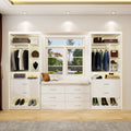 Homieasy Freestanding 24 Closet System with 2 Wood Drawers, 2FT Small Closet Organizer System with 6 Shelves & Hanging Rod, Walk-in Closet Systems for Small Closets, White