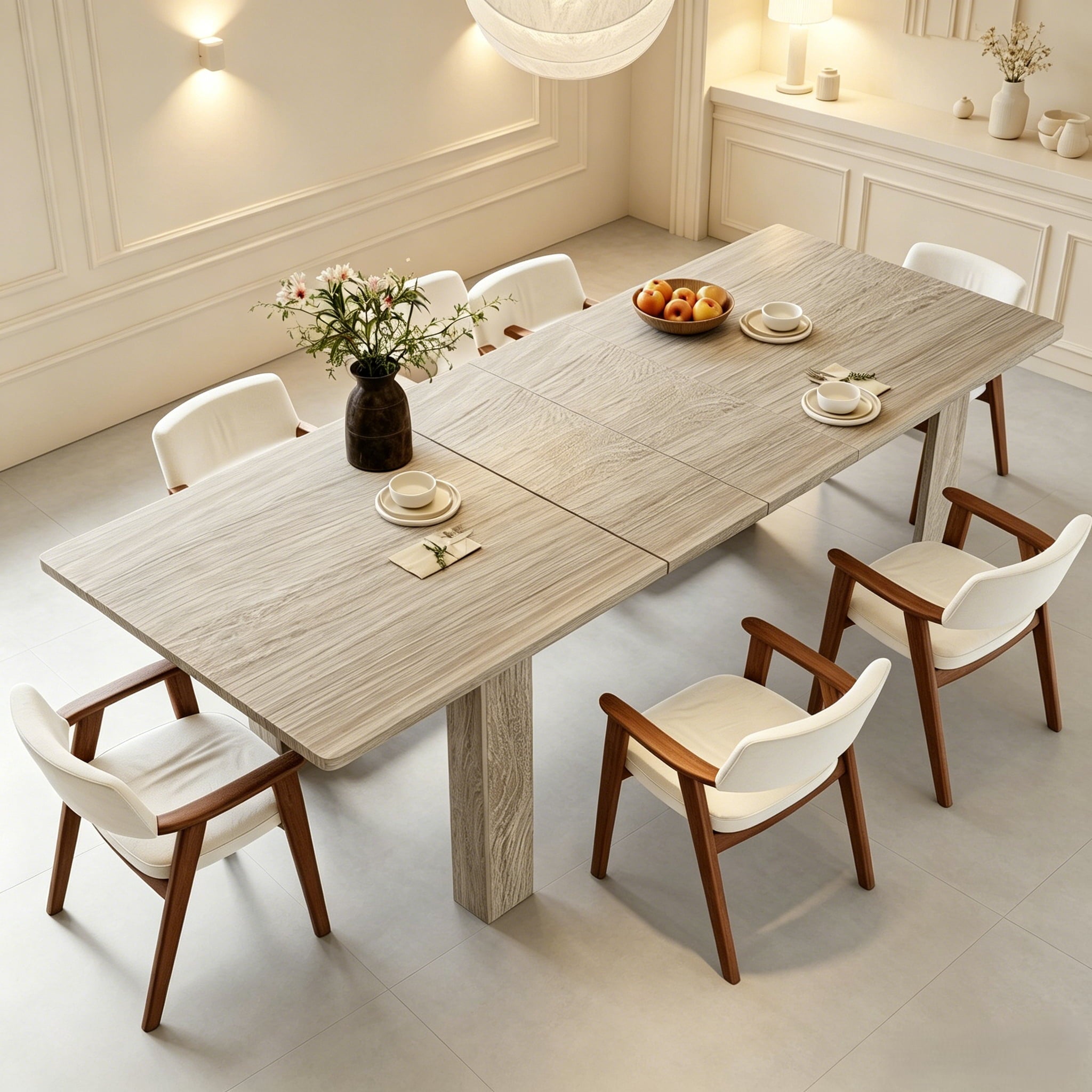 JSFHNTG Extendable Dining Table Seats 4–8, Expandable from 55'' to 86.6'', Space Saving for Dining Room Kitchen Living Room, Brown