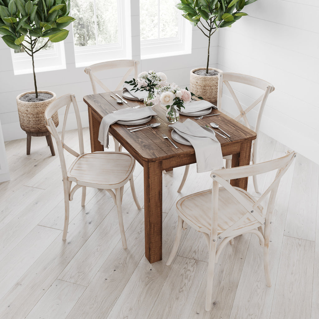 Jessamine 46 x 30 Rectangular Antique Rustic Solid Pine Farm Dining Table