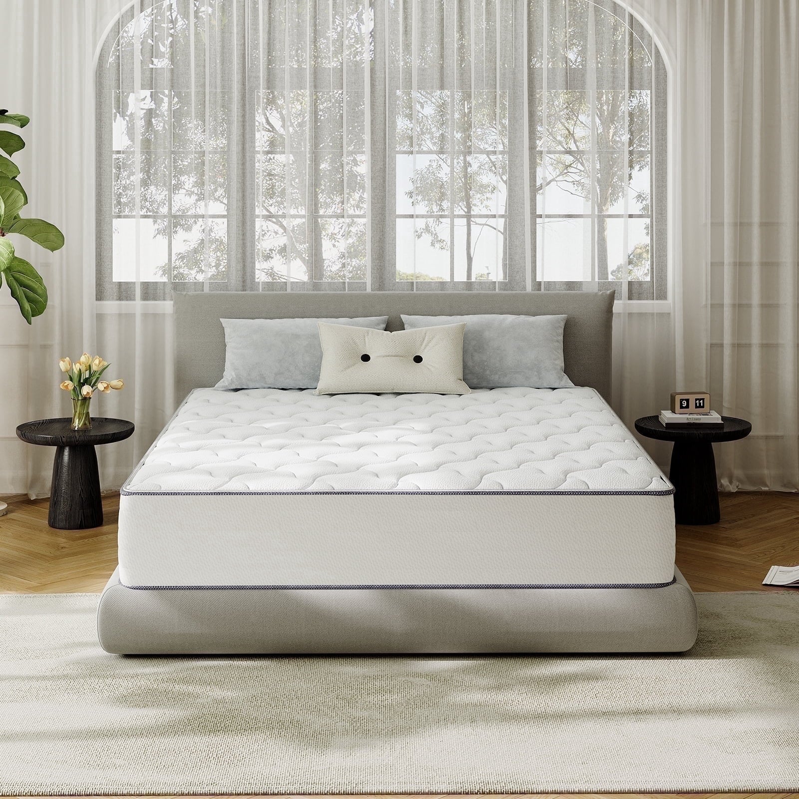 Babo Care 12 Inch Queen Mattress, Euro Top Hybrid Mattress, Medium Feel, Pocket Coils, Motion Isolation