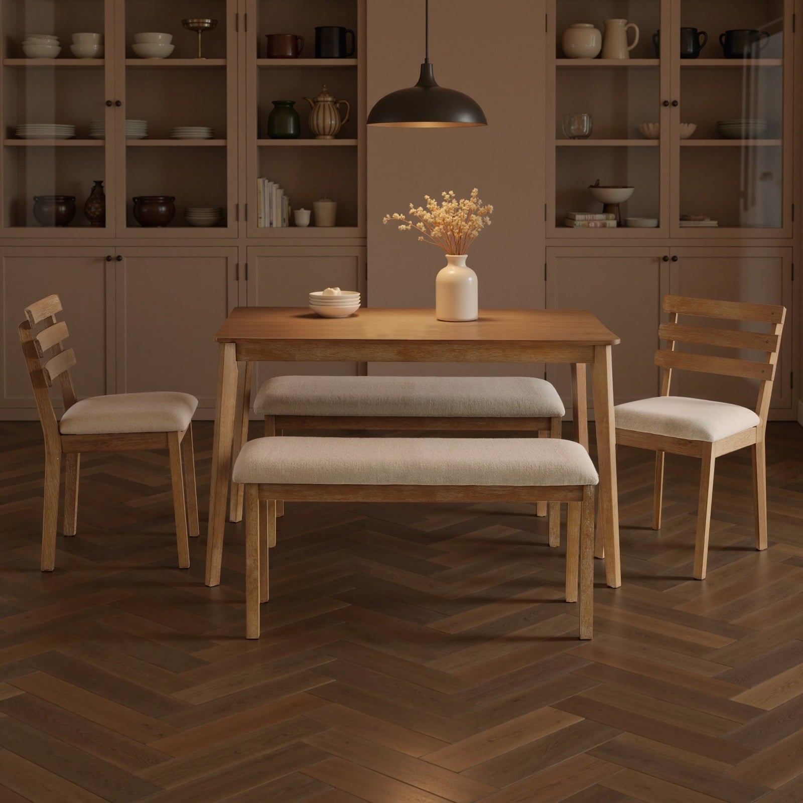 Kithkasa 47 Dining Table for 6 People,Wooden Farmhouse Kitchen Table for Kitchen, Living Room,Dining Room,Natural