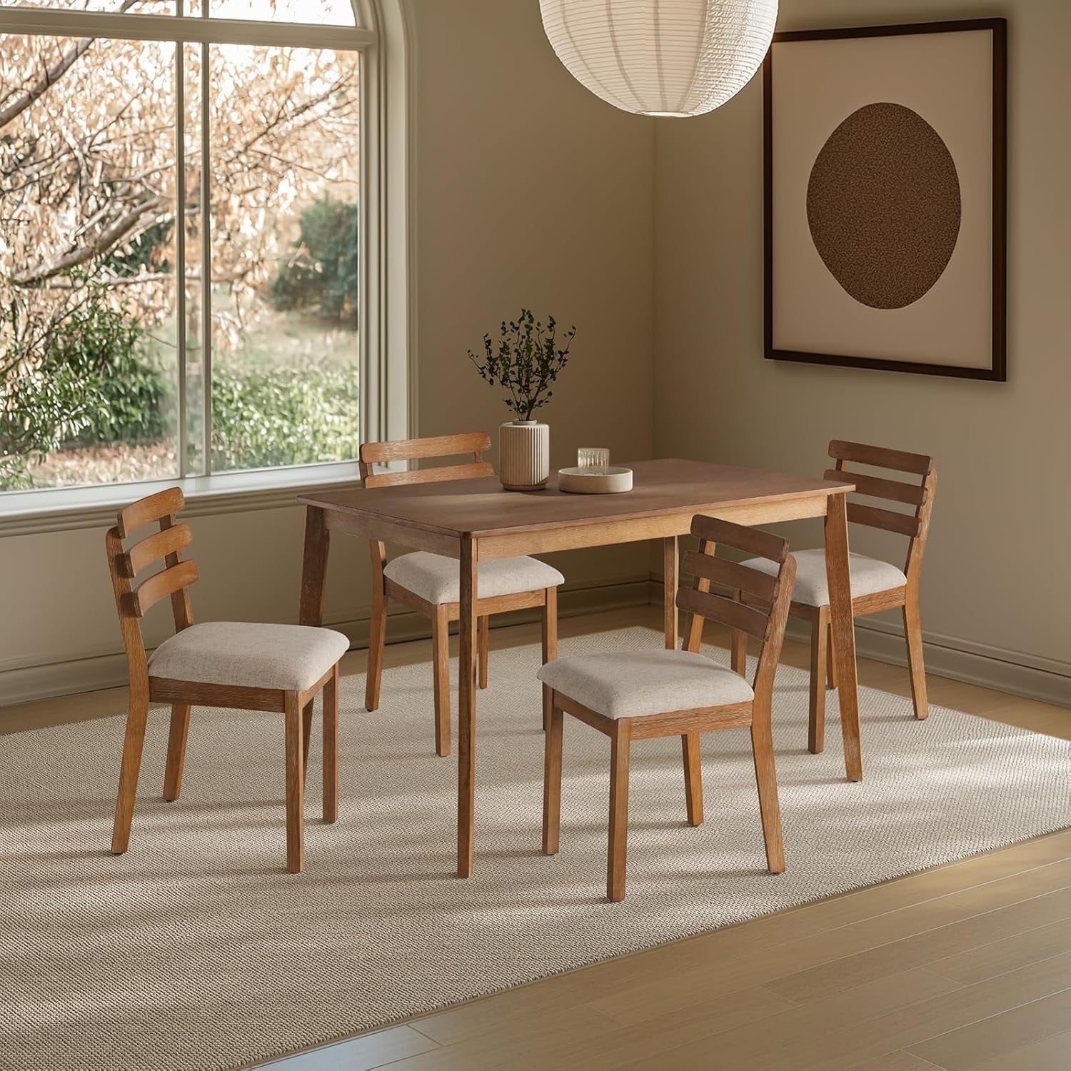 KithKasa Rectangular Dining Table Set for 4 , Kitchen Table and Chairs for 4, 5 Piece Space Saving Wood Kitchen & Dining Room Tables Set Furniture