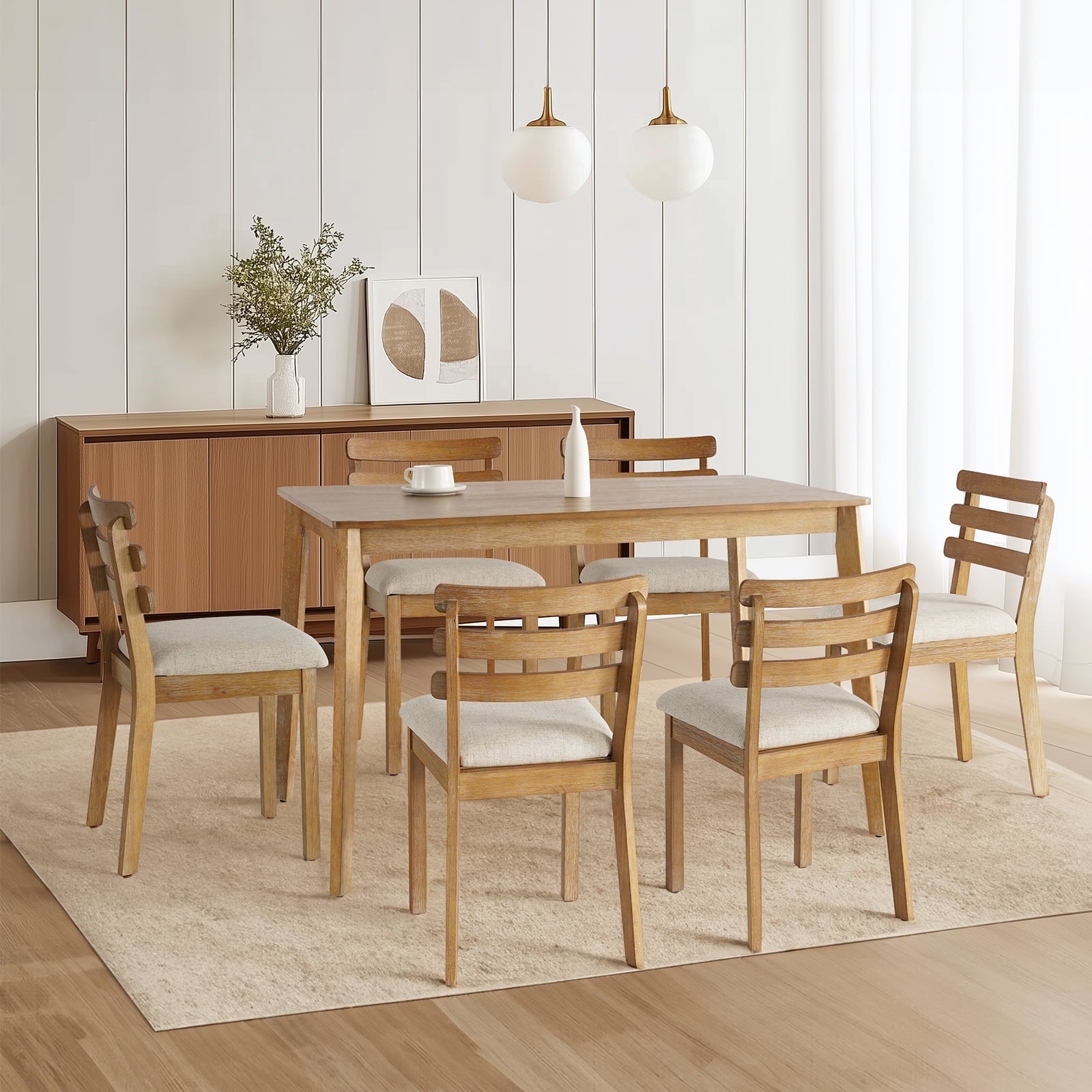 KithKasa Rectangular Dining Table Set for 4 , Kitchen Table and Chairs for 4, 5 Piece Space Saving Wood Kitchen & Dining Room Tables Set Furniture