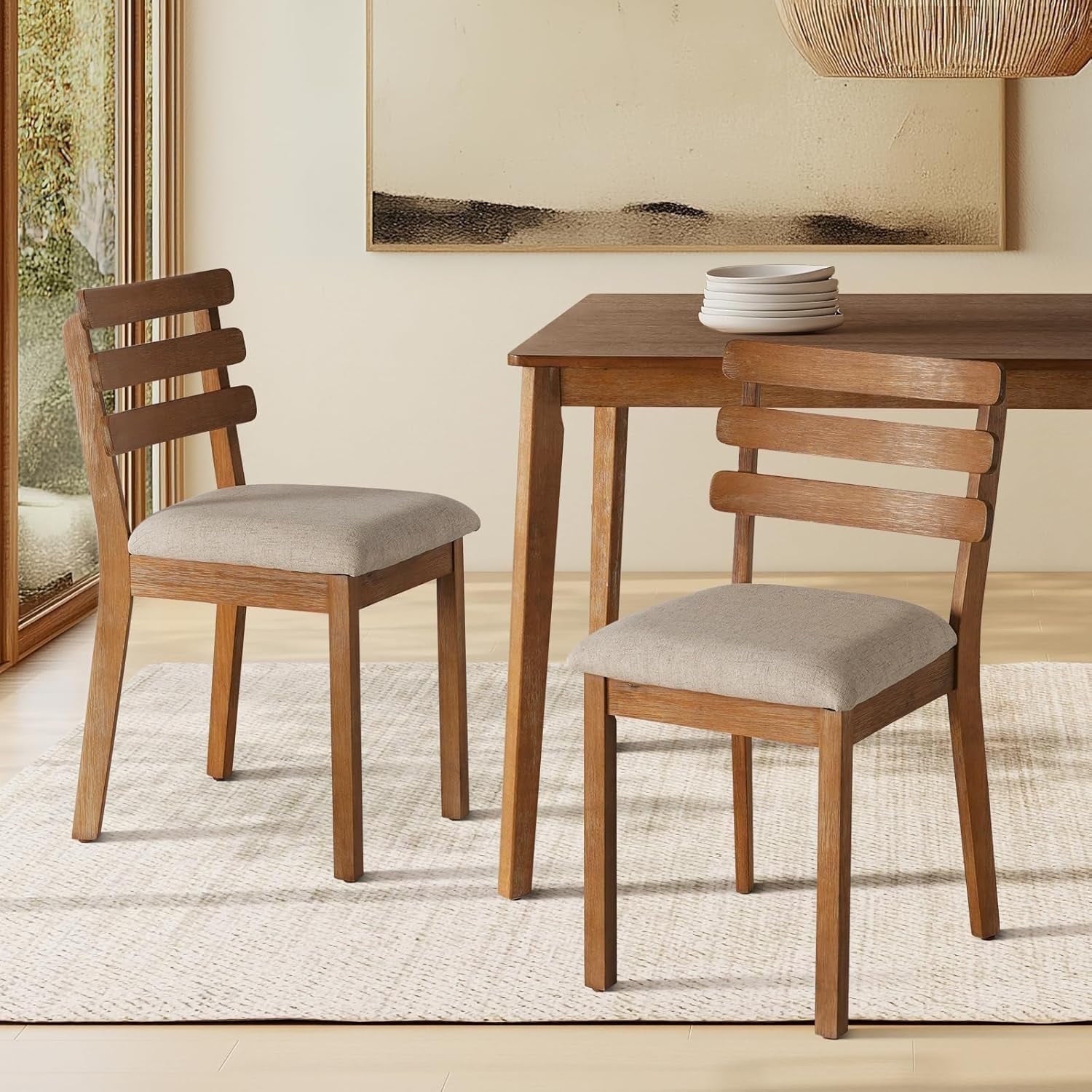 KithKasa Rectangular Dining Table Set for 4 , Kitchen Table and Chairs for 4, 5 Piece Space Saving Wood Kitchen & Dining Room Tables Set Furniture