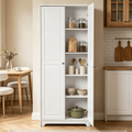 Ktaxon 72 Traditional 2-Door Kitchen Pantry, Storage Cabinet for Multifunctional Use, Wardrobe Armoire with 4 Adjustable Shelves, Tall Freestanding Cabinet for Kitchen, Dining Room, Bedroom, White