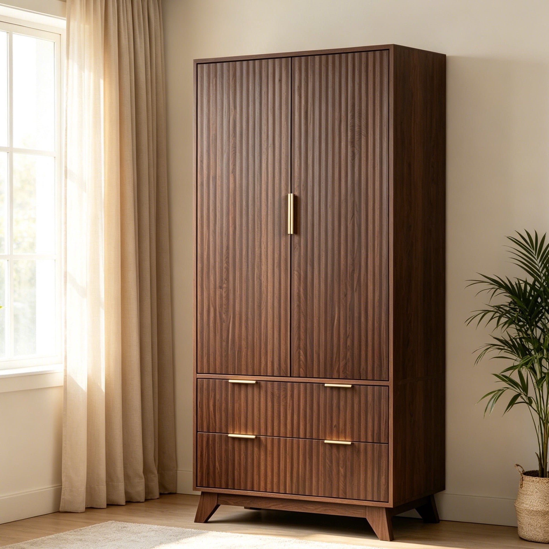 Ktaxon Wardrobe Armoire Closet with Hanging Rod, Modern Drawer & Shelf – Elegant White Finish Closet, Farmhouse to Mid-Century Style