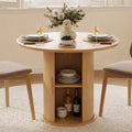 Ktaxon Mid-Century Round Dining Table for 2, 31.5 Modern Dining Room Table with 2-Tier Storage for Small Spaces, Kitchen, Dining Room, Home, Apartment Friendly, Oak