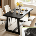 Ktaxon Pine Wood Dining Table for 4, 47.3 Rectangle 4-Person Indoor Farmhouse Kitchen Table Solid Wood Dinner Breakfast Table for Small Space, Apartment Friendly, Black