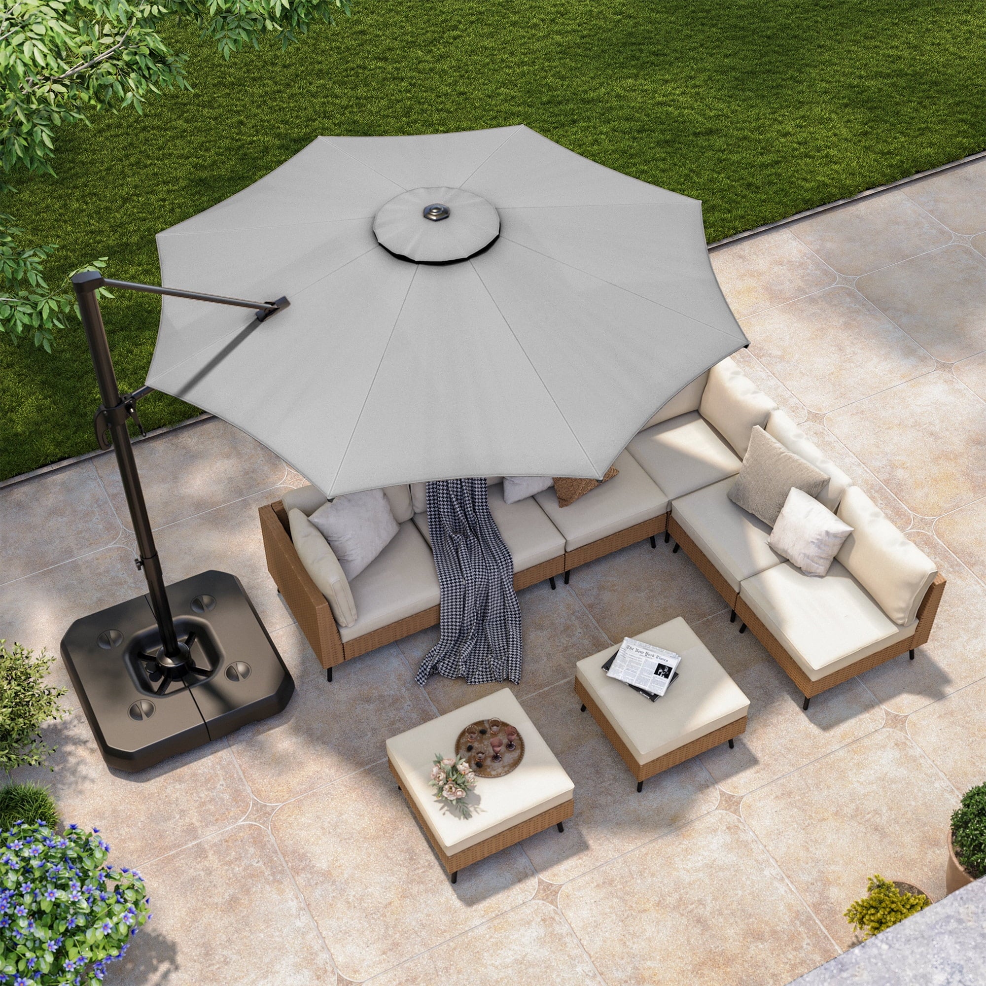 LAUSAINT HOME 10 Feet Patio Umbrella Outdoor Cantilever Round with 360-degree Rotation for UV Resistant, Wind Resistant, Patio, Outdoor, Deck, Garden, Backyard, Pool, Navy Blue