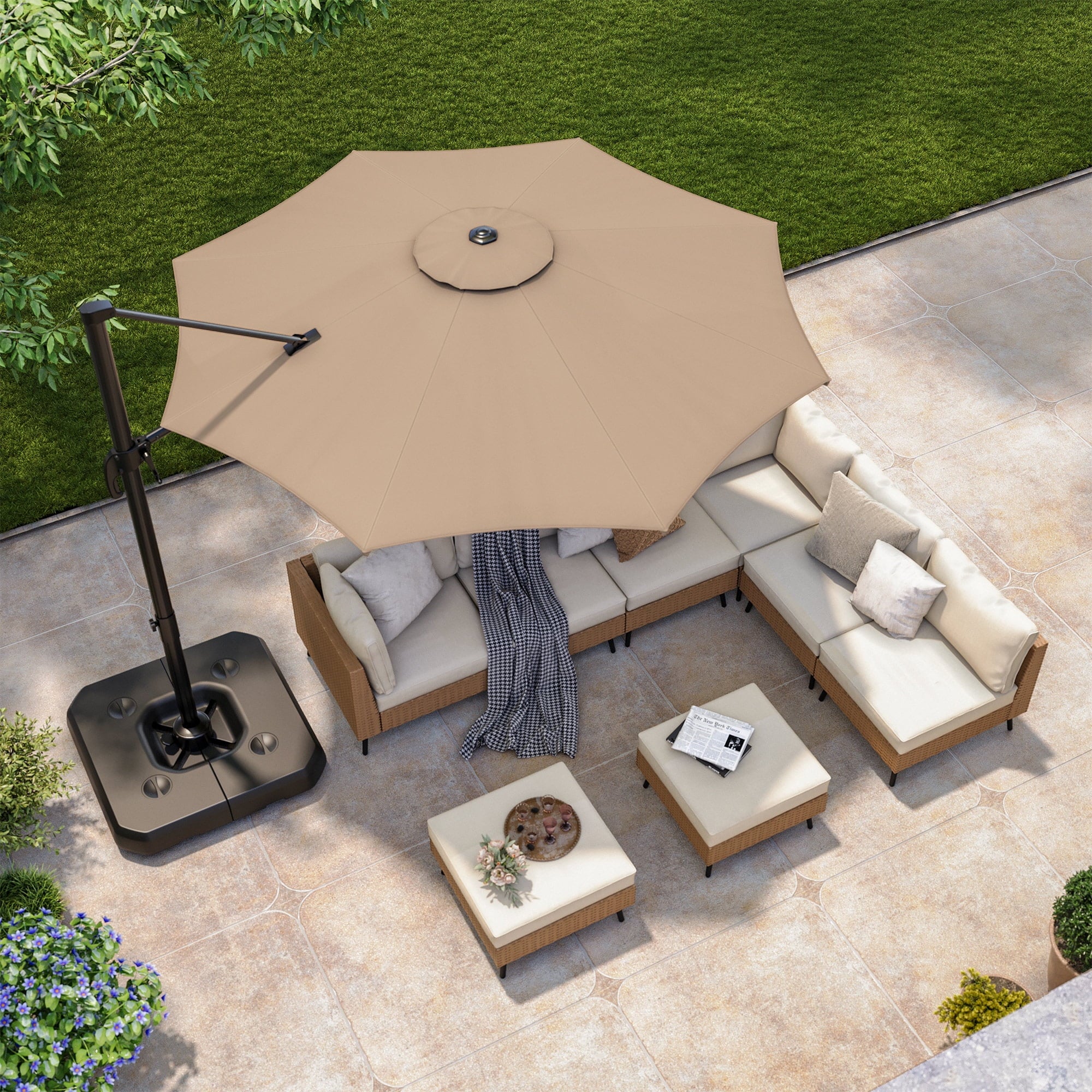 LAUSAINT HOME 10 Feet Patio Umbrella Outdoor Cantilever Round with 360-degree Rotation for UV Resistant, Wind Resistant, Patio, Outdoor, Deck, Garden, Backyard, Pool, Navy Blue