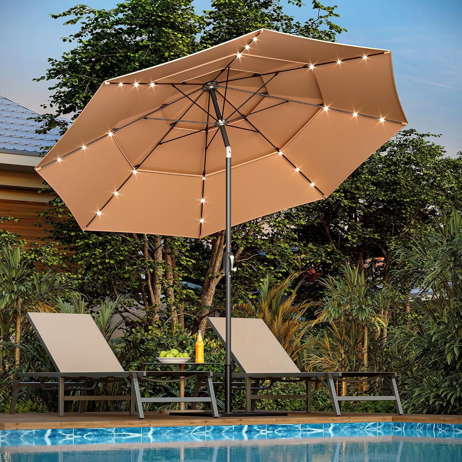 LAUSAINT HOME 10 Feet Patio Umbrella, Outdoor Large Cantilever Round Windproof Patio Offset Umbrella with 360° Rotation for Backyard, Gray