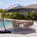 LAUSAINT HOME 11 FT Outdoor Patio Umbrella with Base, Aluminum Cantilever Umbrella with Crank, Gray