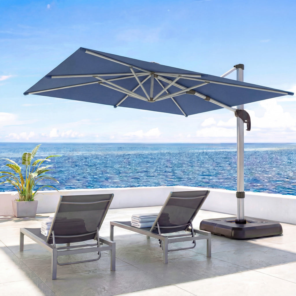 LAUSAINT HOME Outdoor Patio 11 FT Large Cantilever Umbrella, Windproof Offset with 360-degree Rotation for Backyard, Pool, Lawn, Deck, Navy Blue