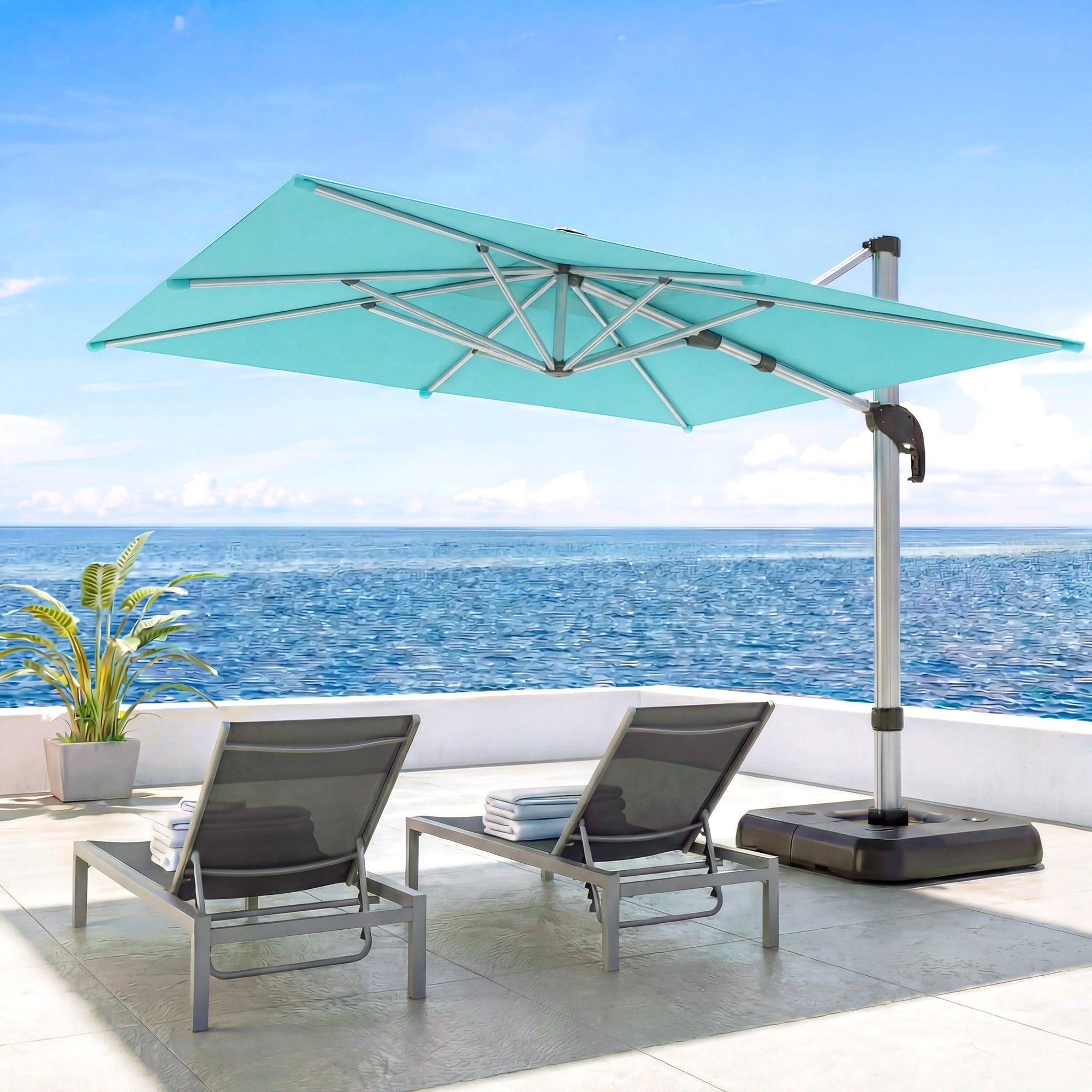 LAUSAINT HOME Outdoor Patio Umbrella, 10 Feet Large Cantilever Windproof Offset Umbrella with 360-degree Rotation for Backyard,Pool,Lawn,Deck,Gray