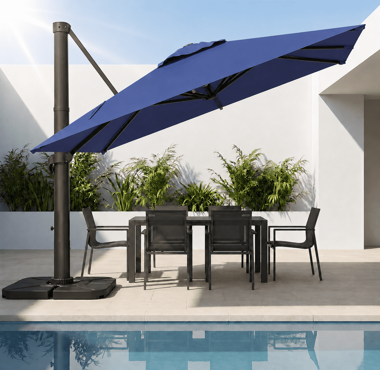 LAUSAINT HOME Outdoor Patio Umbrella, 10 Feet Large Cantilever Windproof Offset Umbrella with 360-degree Rotation for Backyard,Pool,Lawn,Deck,Gray