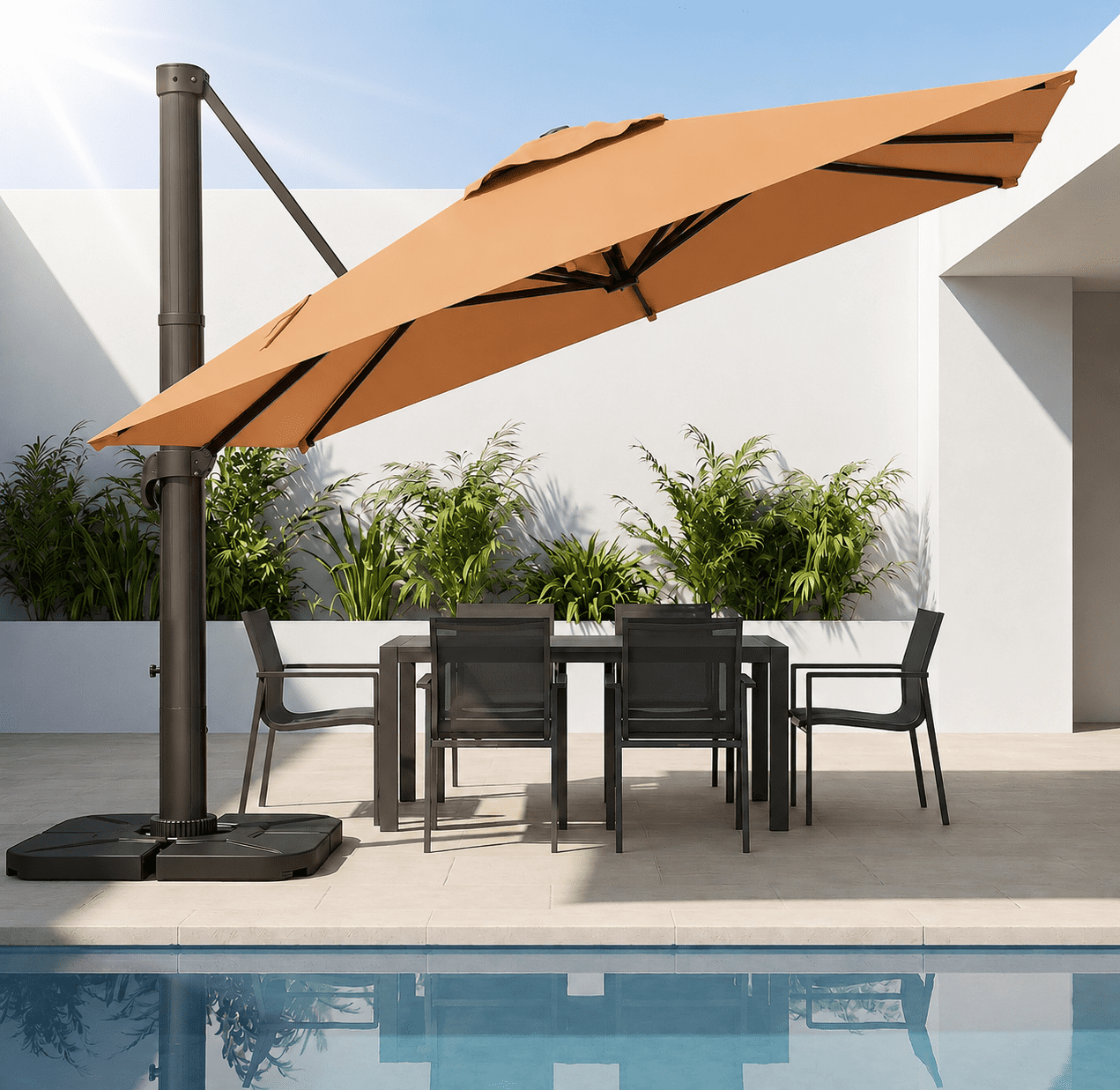 LAUSAINT HOME Outdoor Patio Umbrella, 10 Feet Large Cantilever Windproof Offset Umbrella with 360-degree Rotation for Backyard,Pool,Lawn,Deck,Gray