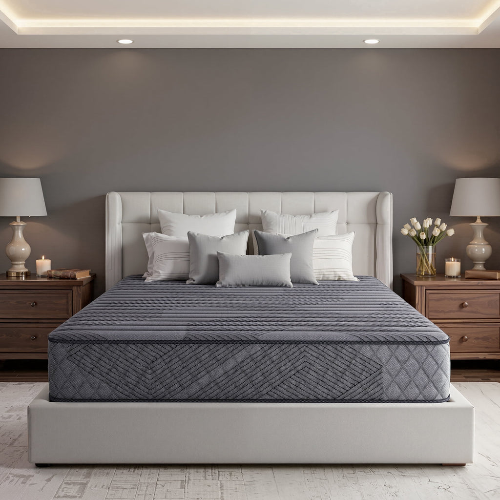 POSMOND Queen Mattress 10 inch Hybrid Mattress in a Box with Pocket Spring & Memory Foam, Medium Firm Mattresses for Back & Stomach Sleepers, CertiPUR-US Certified