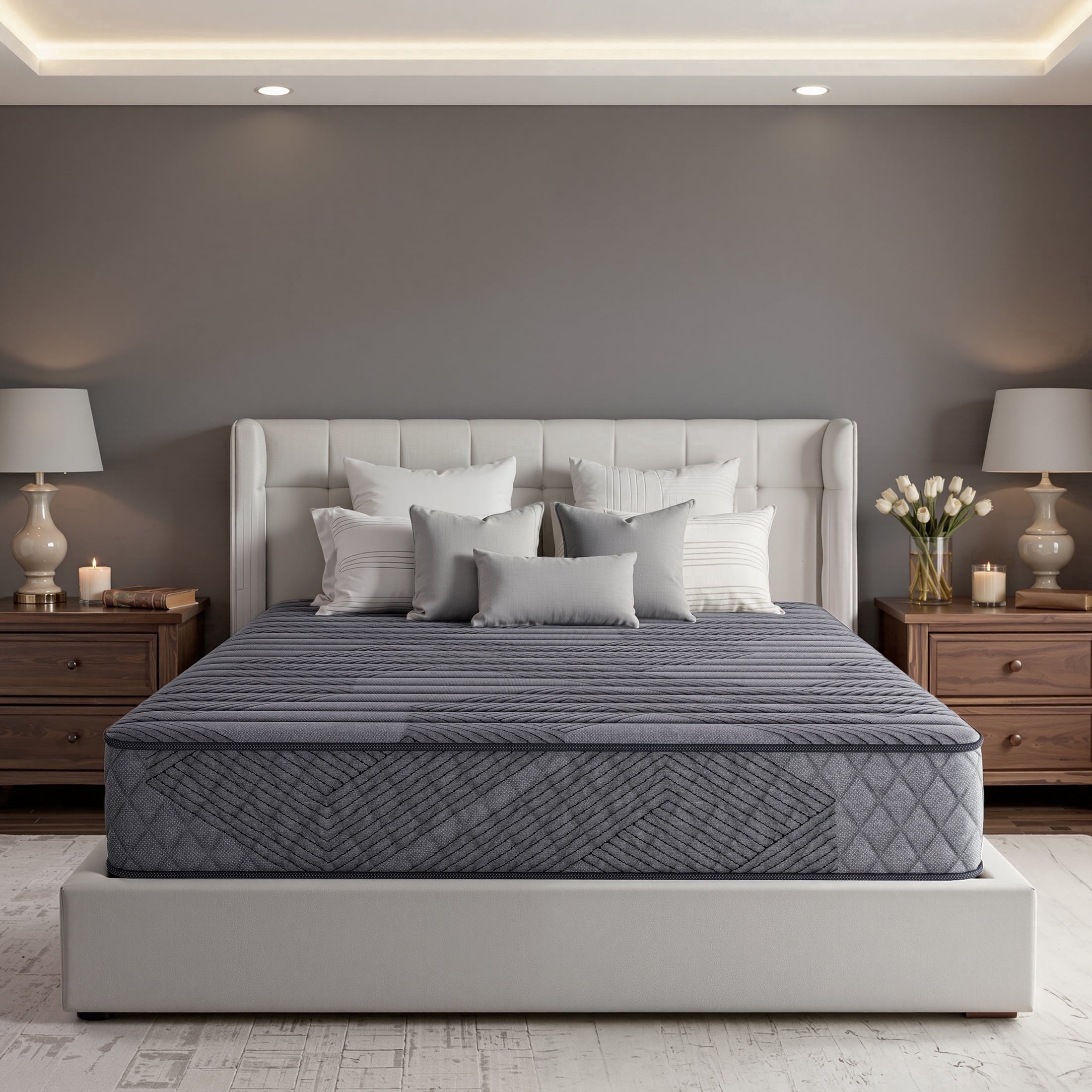 POSMOND Queen Mattress 10 inch Hybrid Mattress in a Box with Pocket Spring & Memory Foam, Medium Firm Mattresses for Back & Stomach Sleepers, CertiPUR-US Certified