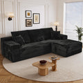 LLappuil 108 Sectional Sofa, Modular Sectional Couch with Left Chaise, Deep Seat Corduroy Cloud Sofa for Living Room Black