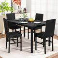 Cvortll 5 Piece Dining Table Set, Kitchen Table and Chairs Set for 4 with Faux Marble and 4 Velvet Upholstered Dining Chairs for Home, Restaurant, Black & Black