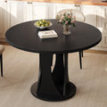 Laisnet 47 Round Dining Table for 4-6, Kitchen Table with Rounded Base for Dining Room Living Room, Black