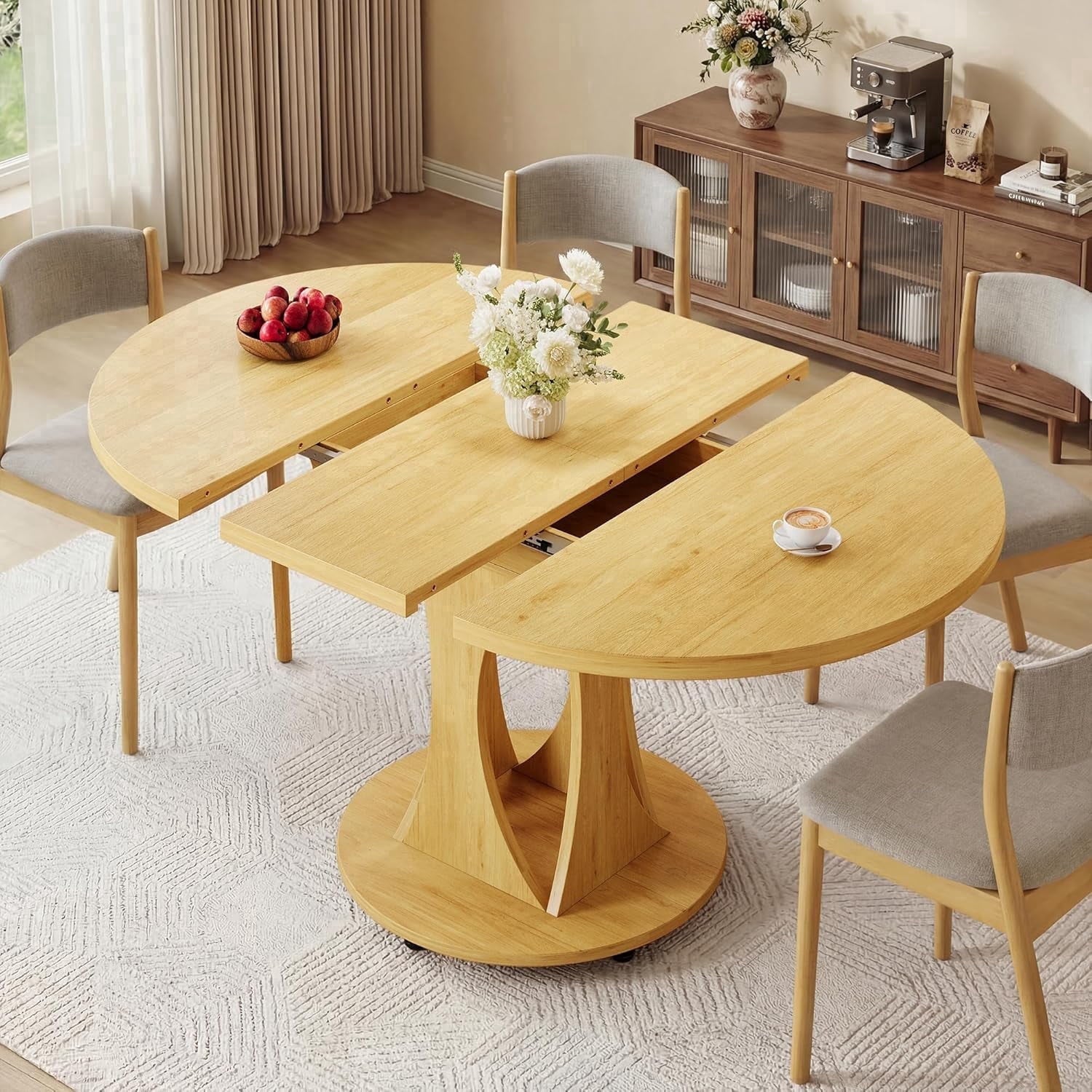 Laisnet 47 Round Dining Table for 4-6, Kitchen Table with Rounded Base for Dining Room Living Room, Black