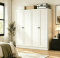 Laisnet 67H Armoire Wardrobe Closet with 4 Doors and 2 Drawers, Adjustable Shelves & Hanging Rods for Bedroom, White