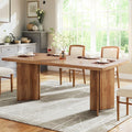 Fnova 63 Rectangular Modern Dining Table, Wooden Modern Kitchen Table for 6 People for Dining Room, Warm Brown (Chairs Not Included)
