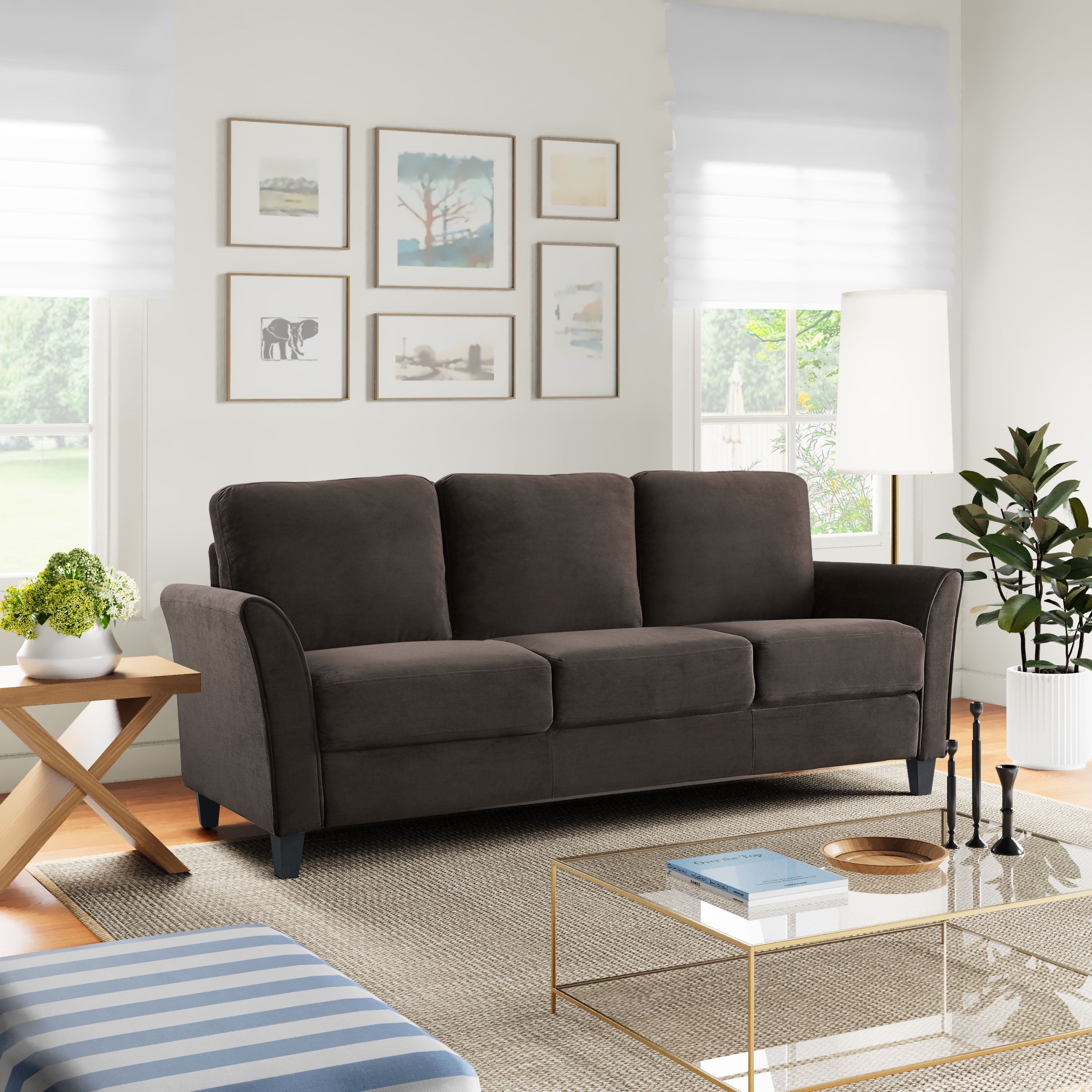 Lifestyle Solutions Alexa Sofa with Rolled Arms, Gray Fabric