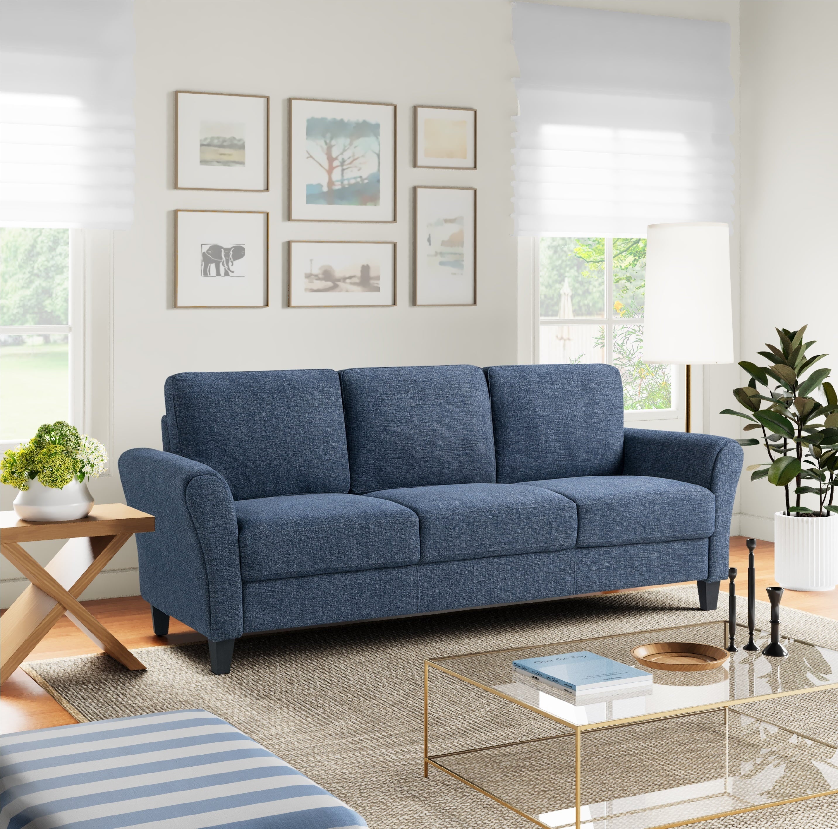 Lifestyle Solutions Alexa Sofa with Rolled Arms, Gray Fabric