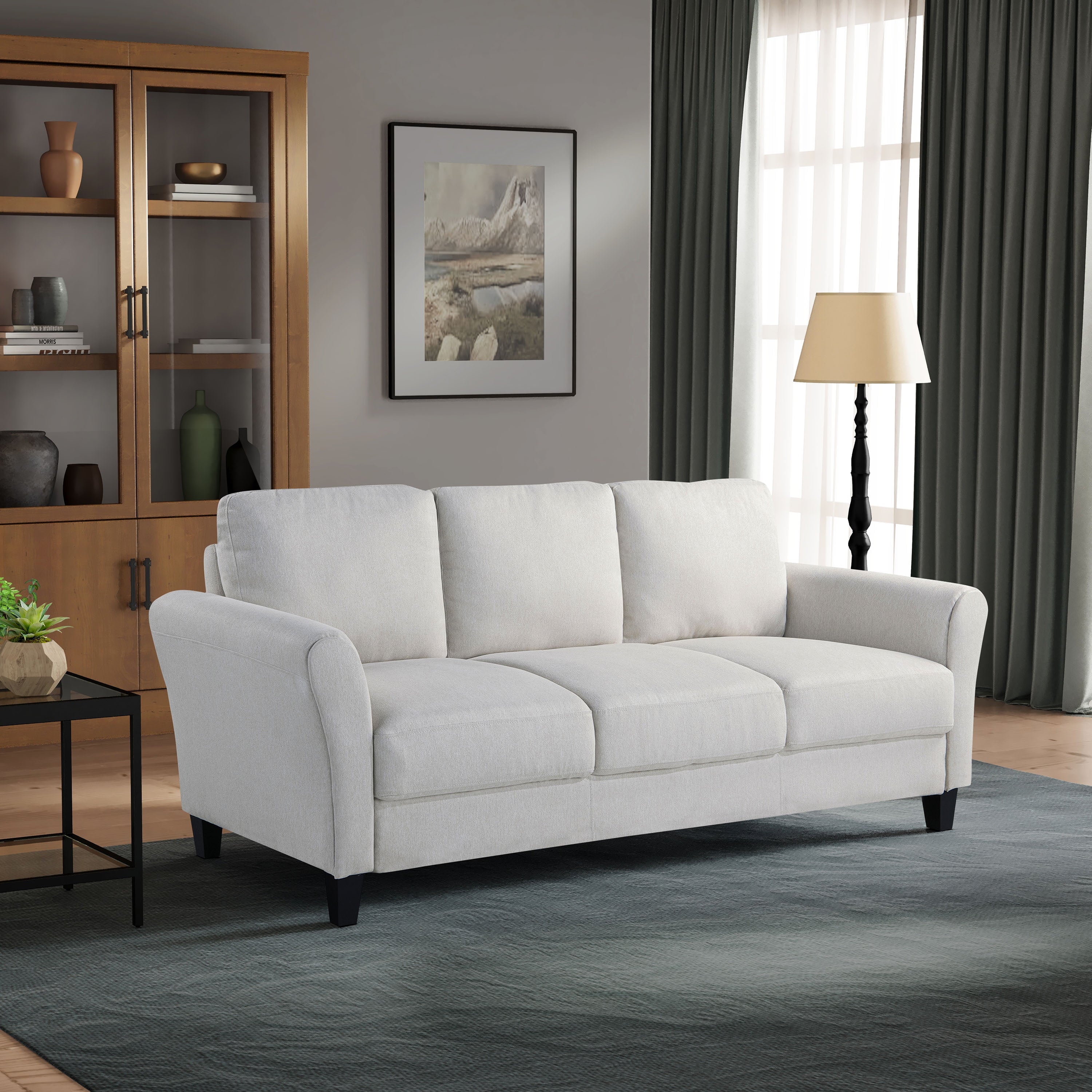Lifestyle Solutions Alexa Sofa with Rolled Arms, Gray Fabric