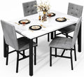 LinkRomat 5-Piece Faux Marble Dining Table Set for 4, Modern Kitchen Table with Chairs, Dinette Dining Room Furniture Set for Compact Space Saving