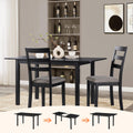 Lisonu 59 Extendable Dining Table, Modern Black Wooden Kitchen Table for 4-8 People, Space-Saving Expandable Table for Dining Room, Home Office & Small Living Spaces