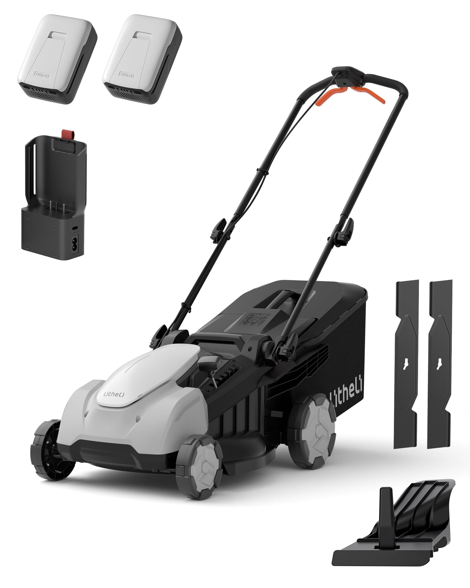 Litheli 20V Cordless Electric Lawn Mower, 13-Inch, Brushless Motor, 5-Position Height Adjustment, with 5.0Ah Battery, for Lawns & Gardens