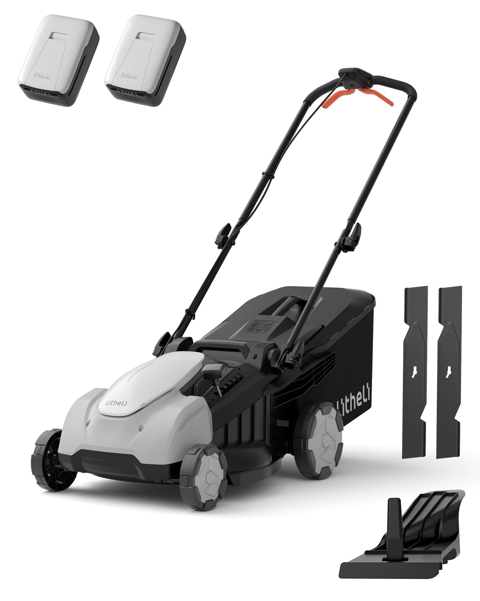 Litheli 40V Cordless Electric Lawn Mower, 17-Inch, Self-Propelled, Brushless Motor, 6-Position Height Adjustment, with 2 x 5.0Ah Battery, for Lawns & Gardens