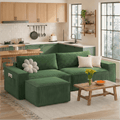 Comfortable Sofa Couch, Lofka L Shaped Foam Couch for Office, Living Room, Green