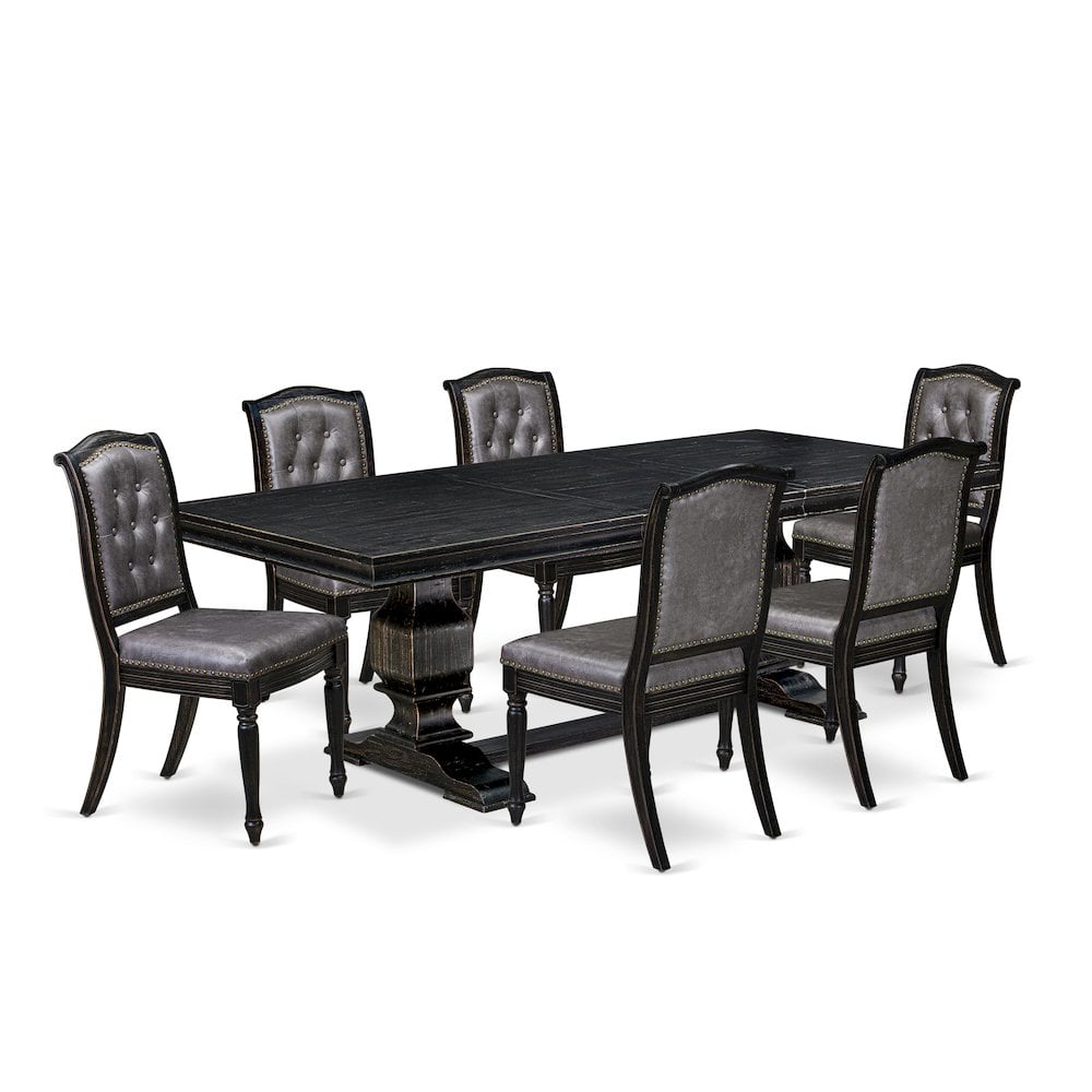 Luxe by East West Furniture 7 piece Dining Room Set of a Dinner Table and 6 Modern Dining Chairs