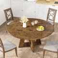 M optimized 47-Inch Round Dining Table, Wooden Kitchen Table for 4, Farmhouse Dinner Table with Wooden Top and Legs for Home Dining Room Living Room (Only Table)