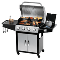 MASTER COOK 4+1 Burners Propane Gas Grill, 52,000 BTU Cabinet BBQ Grill with Side Stove, 518 Sqin Cooking Area, Stainless Steel