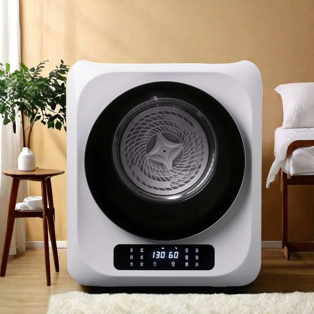 MIDOQIN Portable Clothes Dryer, 120V/850W Compact Laundry Dryer with Exhaust Pipe & LED Touch Control Panel, Front Load Mini Dryer Machine for Apartment
