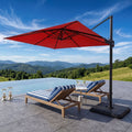 MOALCOFER 10x13FT Outdoor Offset Cantilever Patio Umbrella with 360° Rotation, 8 Ribs, Crank & Tilt, Large Hanging Sun Shade for Backyard, Deck, Poolside,Red
