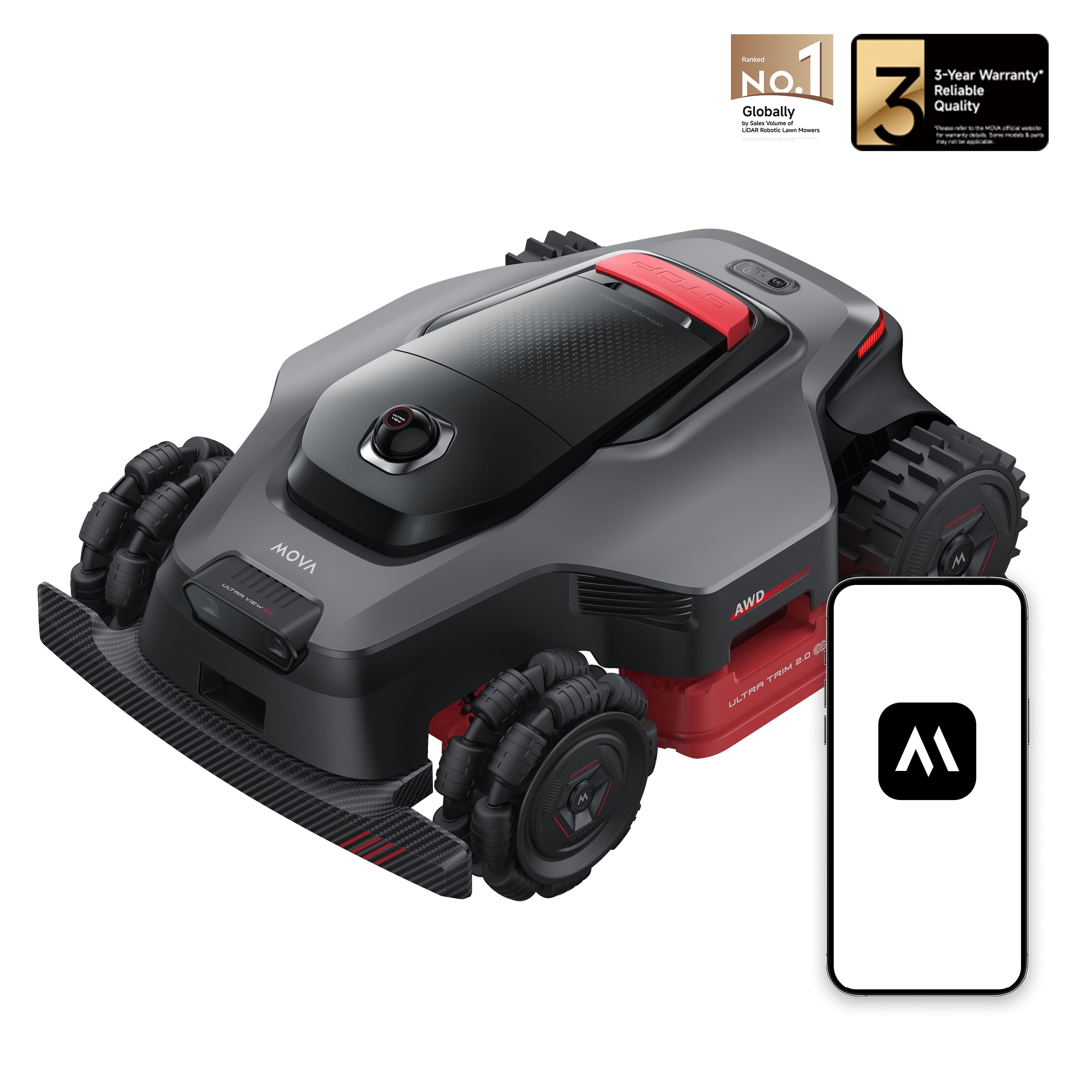 MOVA LiDAX Ultra 2000 Robotic Lawn Mower,Dual Mapping,0.5 Acres,Edge Cutting, Adjustable Cutting Height, Smart Obstacle Avoidance